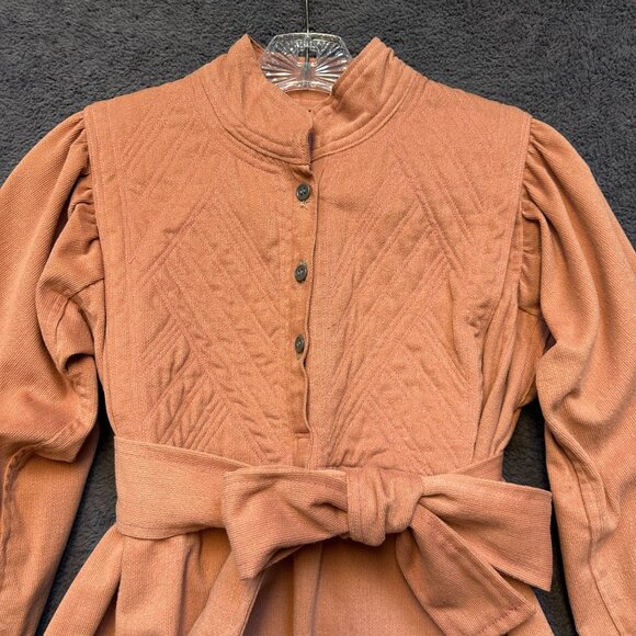 Vintage Unique Rose Corduroy Tunic With Nehru Collar & Quilted Bodice - Picture 8 of 16